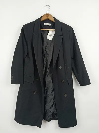 MANGO Damen Longblazer Schwarz Gr. S/36 Klassisch Business Mantel