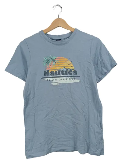 Nautica T-Shirt Kinder Gr. 158 Blau Palmen Print Maritim Sommer