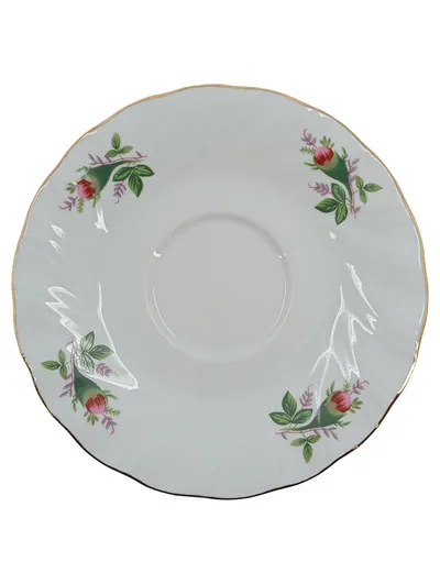 Domestic Victorian Rose Untertasse Unterteller Porzellan weiß Rosenmuster 15cm