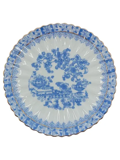 Tuppack Untertasse China Blau Tiefenfurt Porzellan Blumenmuster 13cm