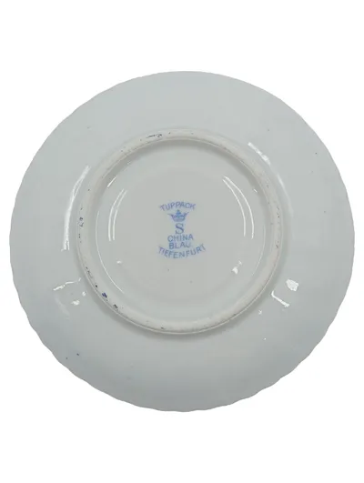Tuppack Untertasse China Blau Tiefenfurt Porzellan Blumenmuster 13cm