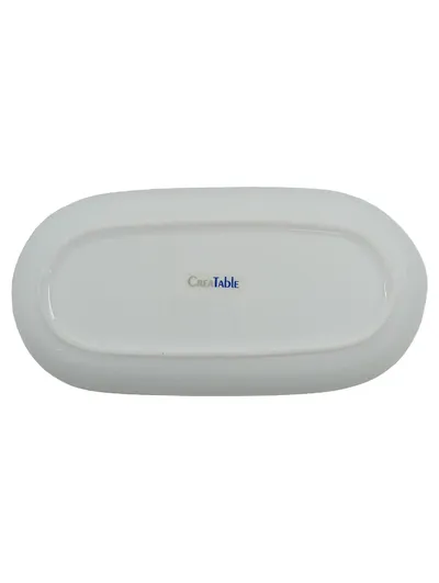 CreaTable Servierplatte Porzellan Weiß Oval 25x12cm Minimalistisch