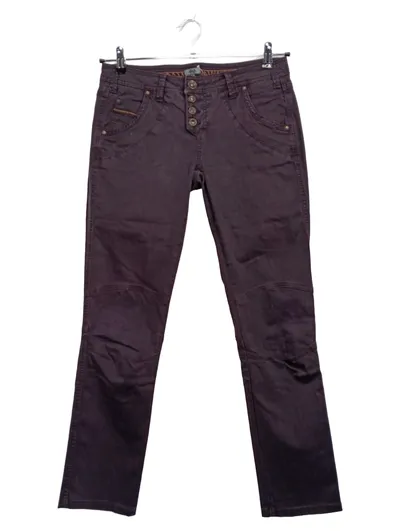 NILE Damen Stoffhose Lila Größe S 36 W28 Button-Fly Casual
