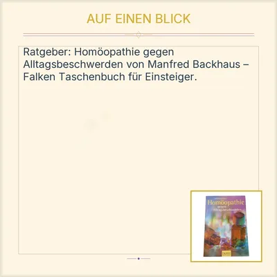 Homöopathie gegen Alltagsbeschwerden Manfred Backhaus Falken Ratgeber