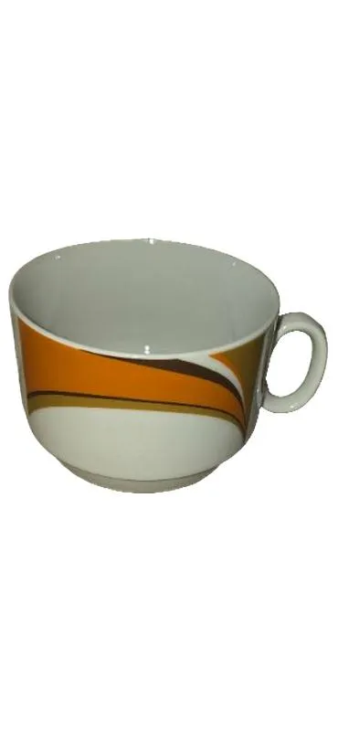 Schirnding Retro Tasse Porzellan Orange Geometrisch Gestreift 8 cm Alltag