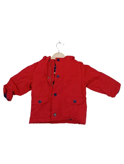 Jacadi Paris Winterjacke Kinder Gr. 92/98 Rot Kapuze Outdoor