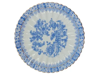 Tuppack Unterteller China Blau Tiefenfurt Porzellan Vintage Blumenmuster 13cm