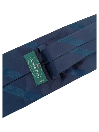 Andrew's Ties Herren Krawatte Seide Blau Gestreift Milano 148cm