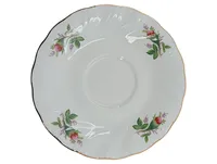 Domestic Victorian Rose Untertasse Unterteller Porzellan weiß Rosenmuster 1