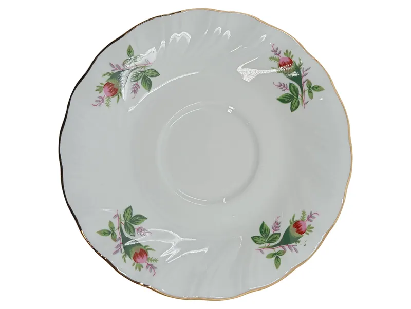 Domestic Victorian Rose Untertasse Unterteller Porzellan weiß Rosenmuster 1