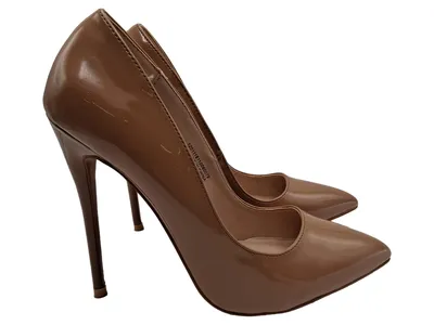 Lost Ink Damen Pumps Lackleder Beige Gr. 38 High Heels Stiletto