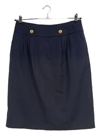 Barbara Schwarzer Bleistiftrock Damen Gr. 40 Marineblau Goldknöpfe 1
