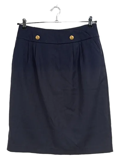 Barbara Schwarzer Bleistiftrock Damen Gr. 40 Marineblau Goldknöpfe