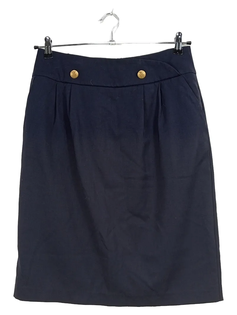 Barbara Schwarzer Bleistiftrock Damen Gr. 40 Marineblau Goldknöpfe 1