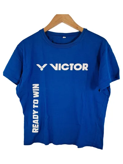 VICTOR T-Shirt Damen Gr. S Blau Sportshirt Ready to Win Badminton