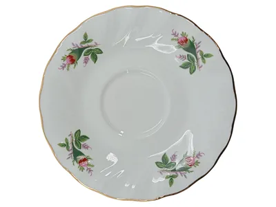 Domestic Victorian Rose Untertasse Unterteller Porzellan weiß Rosenmuster