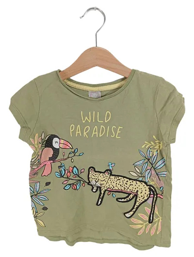 Little Kids Kinder T-Shirt Gr. 110 Oliv Tiermotiv Wild Paradise Baumwolle