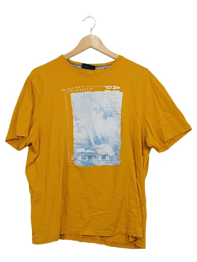 Paul R. Smith Herren T-Shirt Gr. L Segelmotiv Maritim Orange Kurzarm
