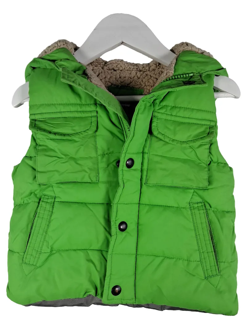 babyGap Kinder Steppweste Kapuze Gr. 2 Jahre/92 Grün Sherpa 1