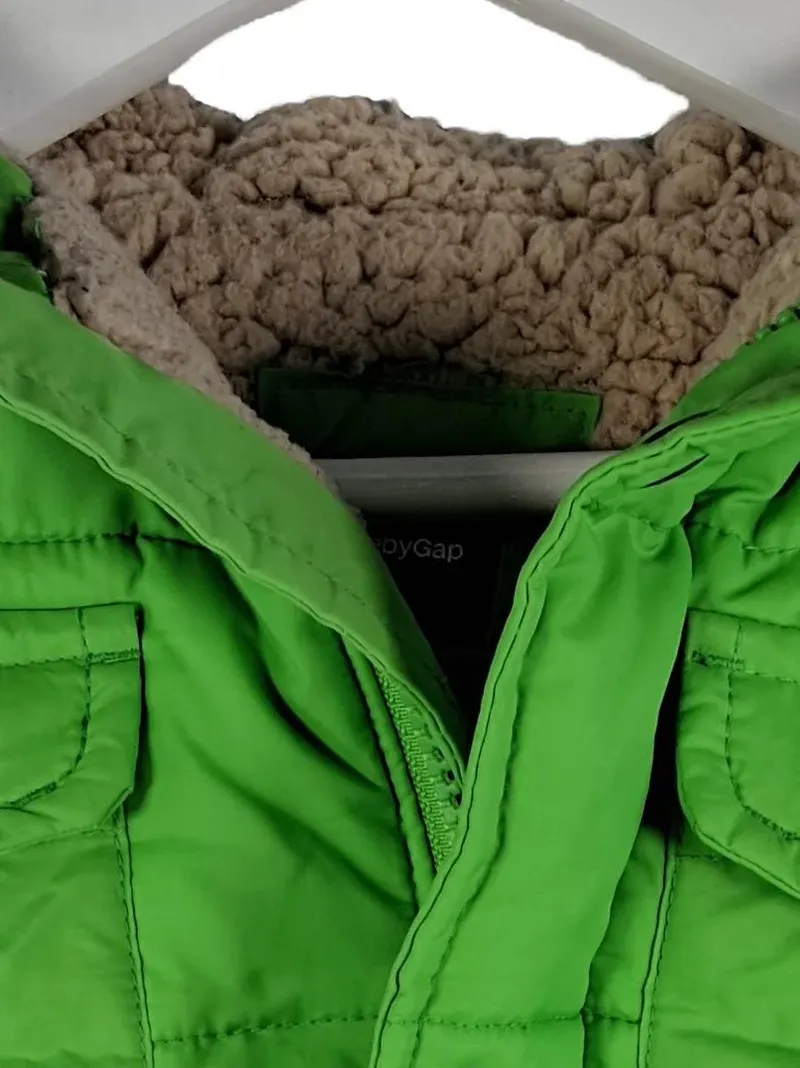 babyGap Kinder Steppweste Kapuze Gr. 2 Jahre/92 Grün Sherpa 3