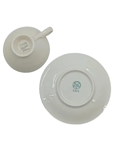 Bavaria Kaffeetasse mit Untertasse Goldrand Porzellan RW 7373 Blumendekor