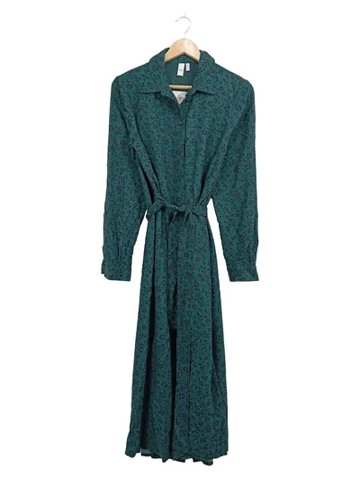 Y.A.S Damen Blusenkleid Maxikleid Gr. 38 Grün Blumenmuster Viskose