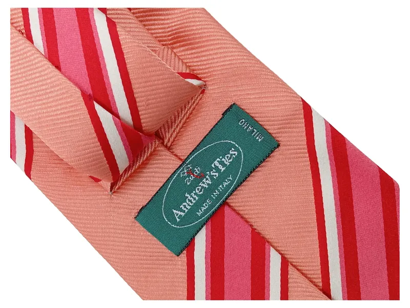 Andrew's Ties Krawatte Seide gestreift Rosa Rot Weiß Made in Italy 2