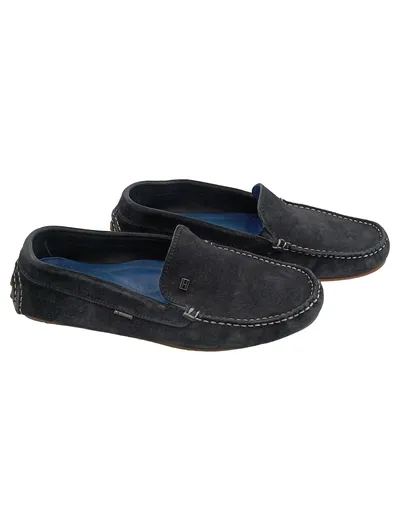 Tommy Hilfiger Herren Mokassin Slipper Loafer Wildleder Blau Gr. 41