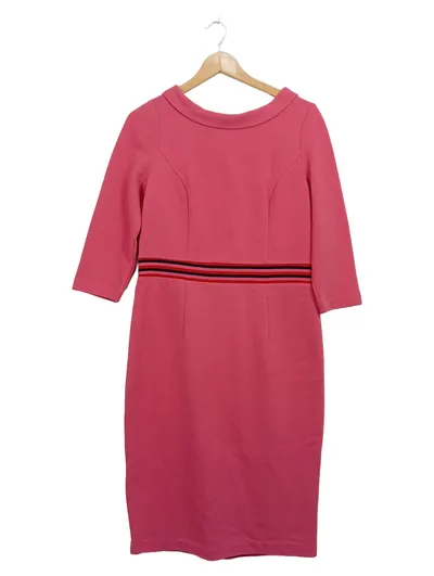 Boden Damen Freizeitkleid Rosa Retro Gr. 40 3/4-Arm Streifendetail Midikleid