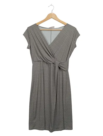 Cartoon Damen Wickelkleid Gr. 38 Grau Geometrisch Muster Freizeitkleid Kurzarm