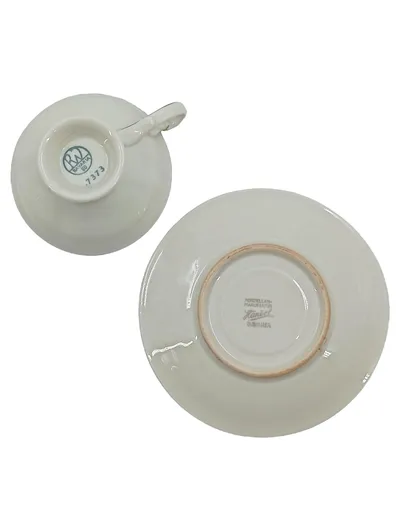 Rudolf Wächter Bavaria Tasse Untertasse Porzellan Gold Dekor 7373 Vintage