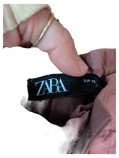 ZARA Damen Stoffhose Paperbag Rosa Gr. XS/36 High Waist Casual