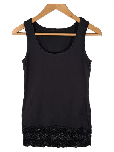 Damen Unterkleid Träger Spitze Schwarz Gr. 36 S Basic Elegant
