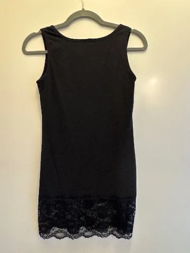 Damen Unterkleid Träger Spitze Schwarz Gr. 36 S Basic Elegant