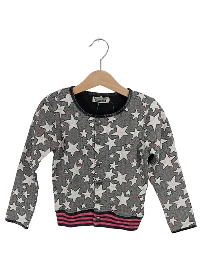 DJ Dutchjeans Mädchen Strickjacke Gr. 110 Sternenmuster Grau Pink