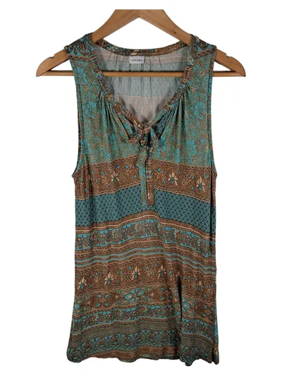 LASCANA Damen Top Gr. 36 S Türkis Bohemian Ethno-Muster ärmellos