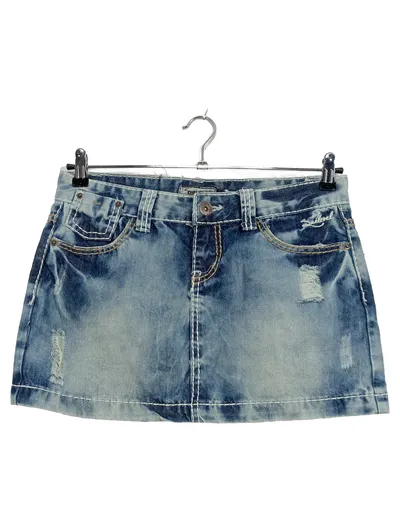 Sublevel Jeansrock Damen Minirock Gr. M Blau Destroyed Used Look