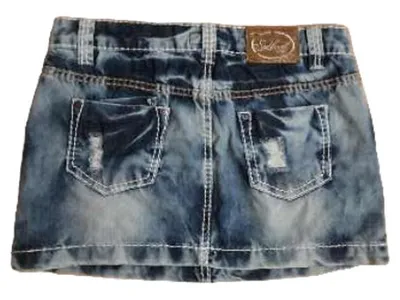 Sublevel Jeansrock Damen Minirock Gr. M Blau Destroyed Used Look