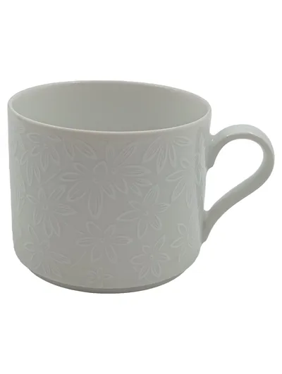 Arzberg Porzellan Tasse Weiß Blumenrelief Germany 300ml Kaffeetasse