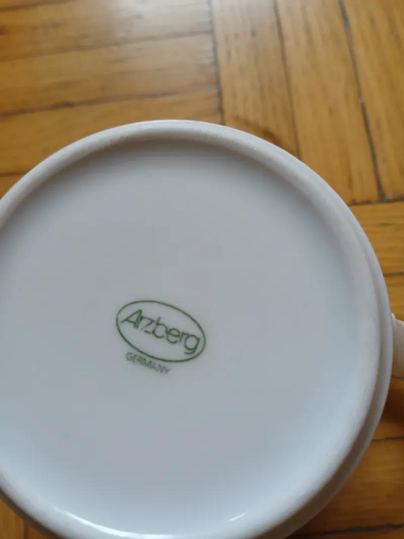 Arzberg Porzellan Tasse Weiß Blumenrelief Germany 300ml Kaffeetasse 2