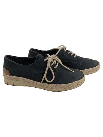 Tamaris Damen Espadrilles Schnürschuhe Blau Leder Größe 37 Casual