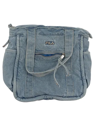 FILA Denim Shopper Handtasche Retro Jeans Blau Vintage 90s Y2K