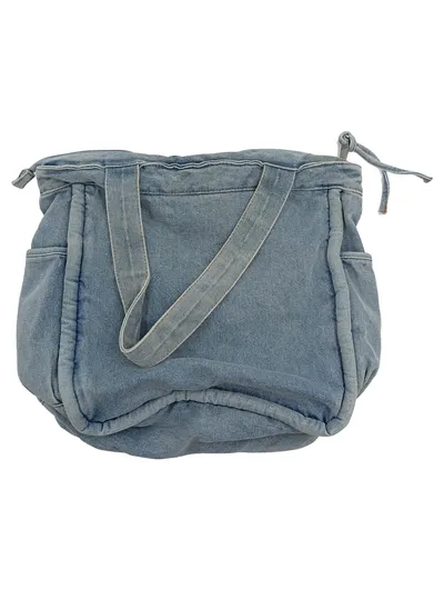 FILA Denim Shopper Handtasche Retro Jeans Blau Vintage 90s Y2K