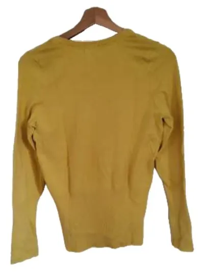 ORSAY Damen Pullover Gr. S Gelb V-Ausschnitt Langarm Baumwolle