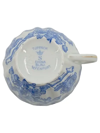 Tuppack Tasse China Blau Tiefenfurt Porzellan Blumenmuster Vintage