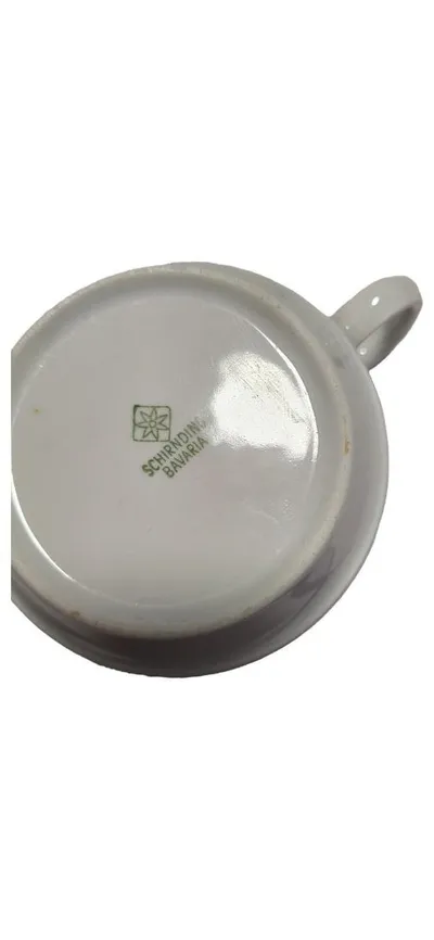 Schirnding Porzellan Tasse Orange Gestreift Retro Vintage 8 cm