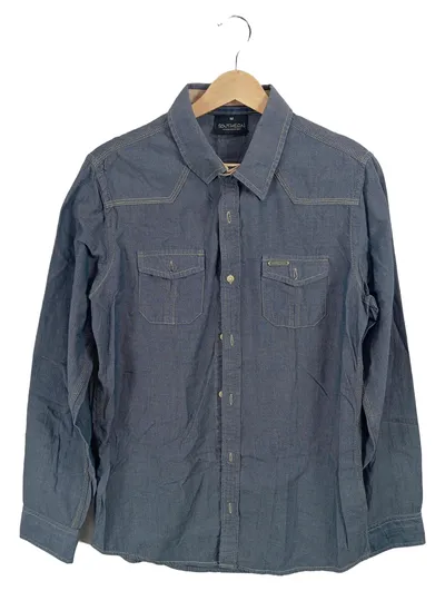 Takko Fashion Herren Freizeithemd Blau Gr. 48, M Langarm Baumwolle