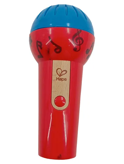 Hape Spielzeugmikrofon Kinder Holz Kunststoff Rot Blau Musikspielzeug