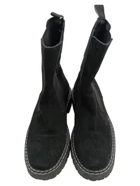 Bianco Damen Chelsea Stiefelette Wildleder Schwarz Größe 38 Plateau 1