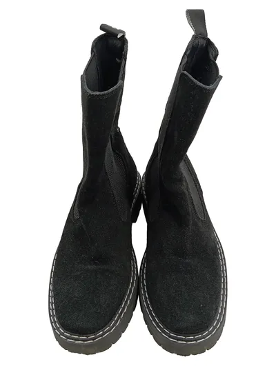 Bianco Damen Chelsea Stiefelette Wildleder Schwarz Größe 38 Plateau